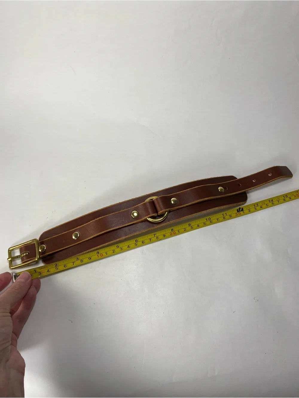 Leathe Dog Collar Animal Dog With Brass Ring and Buckle 11 1/2